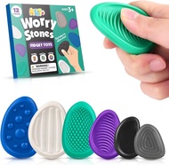 Fidget Toys s Sensory Stone: 6 Pack Textured Worry Stone for Autism Kids Calming Down - Fidget Stres