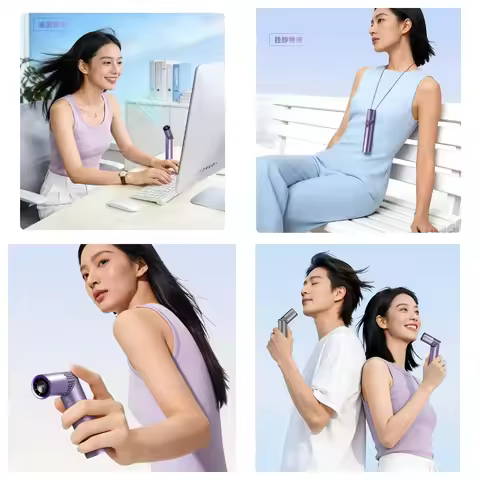 GF06 Lipstick Style Handheld Fan 199 Speeds, 3000mAh Rechargeable Portable Mini Turbo Fan, 90° Folda
