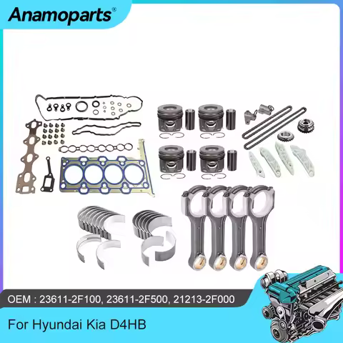 Engine Parts Full Gasket Piston Bearings Timing Chain Connecting Rod Set Fit 2.2 L L4 Diesel D4HB Fo