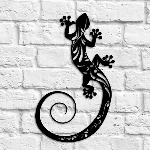 Metal Gecko Decorations Lizard Wall Sculpture Outdoor Gecko Decoration Wall Mounted Gecko Wall Sculp
