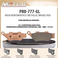 METTAL PRO-777-GL Front Brake Pad | E11 (ECE R90) Certified | For BENELLI TRX 520 X (2017–2025) | Me