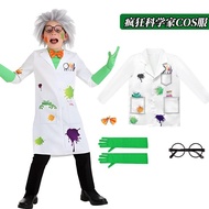 Crazy Scientist Children Scientist Fun Lab White Coat Frankenstein Professional Performance Costume 