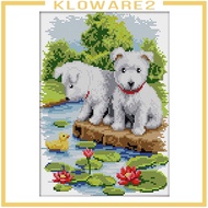 [KLOWARE2] Stamped Cross Stitch Kits Puppy Dogs Chart Needlework For Adults Kids