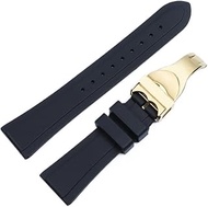 GANYUU 20mm 22mm Watch Strap Waterproof Soft Silicone Watchband Silver Gold Buckle For Tudor T17 PRC100 strap (Color : Black-gold, Size : 22mm)