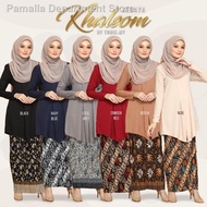 ✹▽┇Baju Kebaya Khalsom Kain Pleated Corak Batik Tunikmy Baju Kurung Nursing Baju Raya 2021 Navy Red 