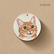 EMJOUR Double-Sided Embroidered Charm-Orange Cat | Pet Souvenir Gift Key Ring Bag Accessories
