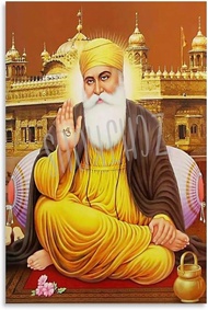 Guru Nanak Ji Wall Art Canvas Poster - Sikh Decor for Bedroom & Living Room 08x12inch (20x30cm) Spir