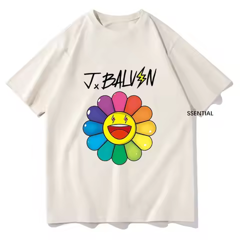 ThreeBalvin Floweres Tee Shirts J. Balvin Men/Women Clothing Harajuku Aesthetic Tshirt Vintage Unise