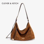 กระเป๋าถือทรงสี่เหลี่ยมจัตุรัสความจุขนาดใหญ่ Clever&Ketch กระเป๋าสะพายไหล่หนัง PU สำหรับผู้หญิง กระเ