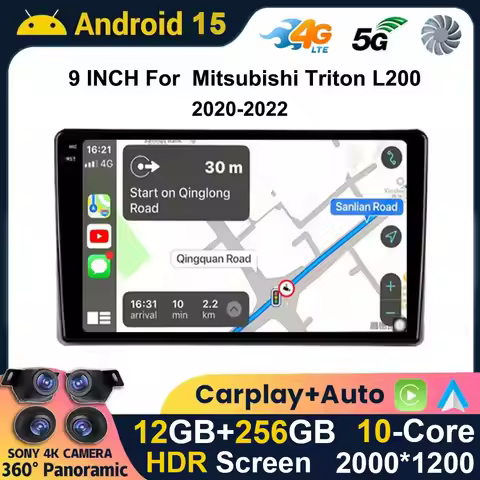 9Inch Android 15 Car Stereo For Mitsubishi L200 5 Triton 2020 2021 2022 Auto Radio Multimedia Player