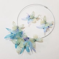 Butterfly necklace Soutache branch butterflies necklace Summer necklace