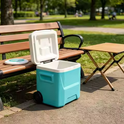 16 QT Laguna Hard Sided Ice Chest Cooler With Wheels, Aqua Blue, For Camping