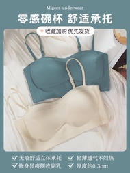 Miguel ผู้หญิง ชุดชั้นในบางส่วนป้องกันแสงเดินหลังสวย สายคล้อง เสื้อกั๊ก Bra ฤดูร้อน Thin Mold Cup No