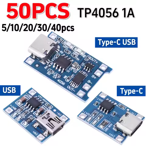 1-50PCS 2 in 1 Type-c Micro USB/USB /Type-C TP4056 Lithium Battery Charger Module Charging Board Wit