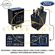 FORD FoMoCo RELAY ( ORG ) 5 PIN ( 2 SMALL + 3 BIG ) 2269A13 / 8T2T-14B192-BA ( MADE IN USA )