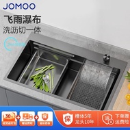 HY-JD JOMOO（JOMOO）Kitchen Sink 304Stainless Steel Handmade Nano Scratch-Resistant Kitchen Sink Flying Rain Waterfall Ste