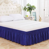 39x75/54x75inch Solid Color Elastic Bed Skirt Full/Queen Size Elastic Simple Bed Runners Bed Ruffles
