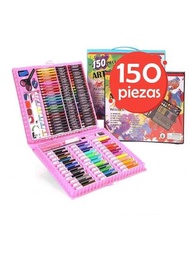 Set Artistico 150 Piezas Lapices De Colores Acuarelas Kit Dibujo Para Escuela Plumones Crayolas lapiz Marcadores Resaltadores Arte