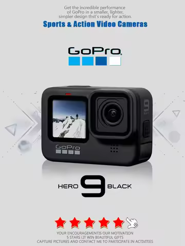 GoPro HERO 9 Black Action Camera 4K 5K with Color Front Screen Sports Cam 20MP Photos, Live Streamin