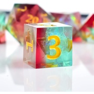 DND Dice Set, Sharp-Edged Resin Dice, D&D Tabletop Dice, Dungeons & Dragons Dice Set Gift (Red & Gre