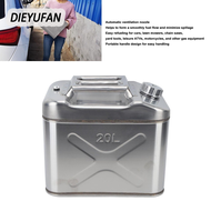 DIEYUFAN Tstools 5.2แกลลอน20L ทนต่อการกัดกร่อนสแตนเลสเชื้อเพลิงอเมริกันแบบพกพาถังน้ำมันเชื้อเพลิง