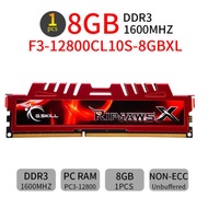 G .Skill Ripjaws 8GB DDR3 1600MHz PC3-12800U F3-12800CL10S-8GBXL หน่วยความจำสำหรับเดสก์ท็อป