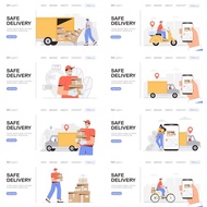 11 Sets of Express Delivery Package Logistics Scene Elements Villain Equal Distance Illustration AI 