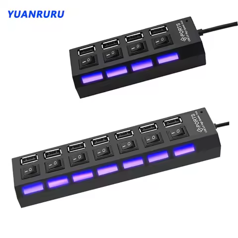 USB 2.0 Hub USB Hub 2.0 Multi USB Splitter Hub Use Power Adapter 4/7 Port Multiple Expander 2.0 USB 