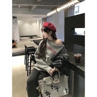 knitwear woman plus size knitwear woman baggy cute knitwear Korean Style Off-the-Shoulder Sweater - 