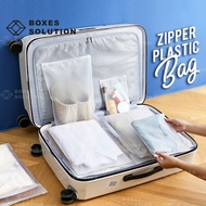 READY STOCK IN IPOH Plain Matte Zipper Waterproof Bag Plain Plastic Storage Bag Travel Cosmetic Bag Storing Bag