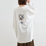 日本 ROPÉ PICNIC X Miffy 白色棉質 背部地圖圖案 長身 長袖 TEE T-SHIRT