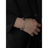 gelang couple gelang titanium Ins Square Buckle Titanium Steel Men's Trendy Hip-Hop Bracelet