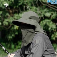 戰術夏季釣魚專用帽子男戶外防曬遮陽面罩漁夫帽抗uv遮陽帽