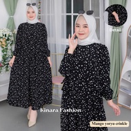 Dress Bumil Aurora Dress Busui Crinkle Motif Bunga Maxi Midi