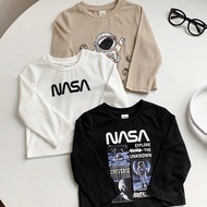 3 ชิ้น เสื้อยืดเด็กลำลอง&น่ารัก พิมพ์ลาย NASA นักบิน หมอนอวกาศ พระจันทร์ ข้อความสเลกเกี่ยวกับอวกาศ เ