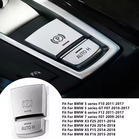2PCS Car Handbrake Brake Push Button Switch Cover Decor Sticker for BMW 5 6 7 Series 5GT F10 F07 X5 