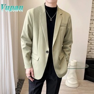 VUPAN Korean Version Men's Suit with Shoulder Pads Anti-Wrinkle Fabric Green S-5XL Business Suit Jac