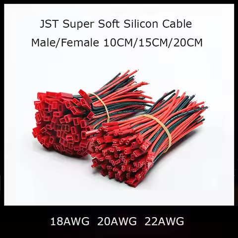 10 pair Red JST Connector Silicone Cable Wire 2.54mm Pitch Male Female BEC Plug for DIY RC Battry Mo
