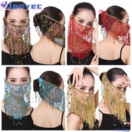 JONY1EC Face Veil with Beaded Masquerade Party Dance Party Costumes Mesh Face Veil