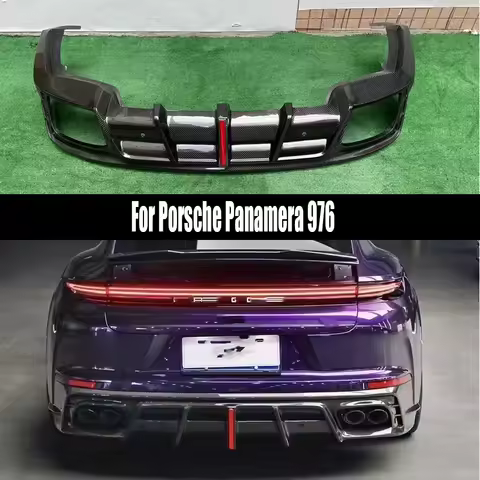 For Porsche Panamera 976 2024+ Carbon Fiber Car Rear Bumper Diffuser Rear Splitters Spoiler Back lip