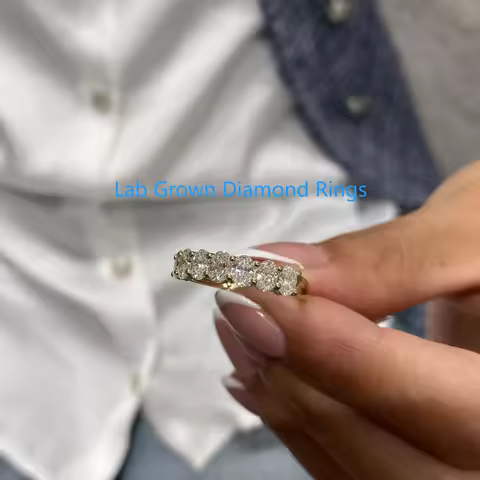 AEAW Lab Grown Diamond Band Ring Oval Cut Prong Set DEF VS1-VVS2 1.4CTW 0.2CT Each Platinum 950 Whit