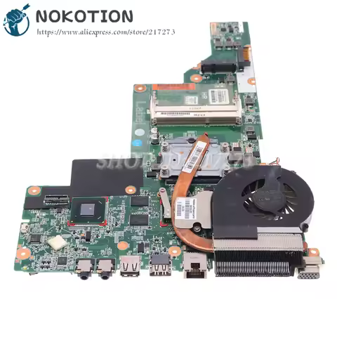 NOKOTION For HP CQ43 430 630 631 Laptop Motherboard HD7400 HM65 DDR3 With heatsink fan +CPU 646673-0