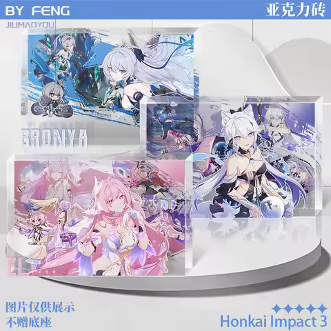 Honkai Impact 3 Game Figures Bronya Zaychik Kiana Kaslana Transparent Acrylic Brick Stand Fan Player