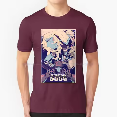 Interstella 5555 T Shirt 100% Cotton Tee Anime Band Comics Daft Punk Fantasy Japanese Manga Musician