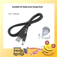 Baby Swing Chair USB Cable 5V1A 3.5mm*1.35mm Charging Cable Charger Plug