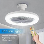 LED Ceiling Fans With Light LED Lamp Fan E27 Converter Base Remote Control Smart Silent Ceiling Fans For Bedroom Living Room