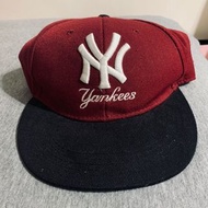 MLB 洋基隊 Yankees 大聯盟 棒球帽 酒紅 黑 拼接 刺繡 NY 老帽 二手 紀念款 古著 SnapBack