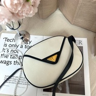 YSL Vintage 中古白色編織皮革信封斜背包包