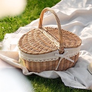 Garage Style Woven Takeaway Insulation Spring Outing Basket Wicker Storage Basket Red Storage Basket