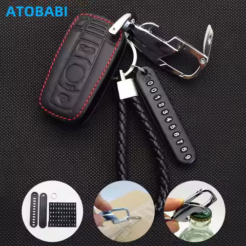 Leather Car Key Case Cover Bag For BMW 1 3 5 6 Series M3 M5 X1 X5 X6 Z4 E81 E87 E88 E89 E90 E91 E92 